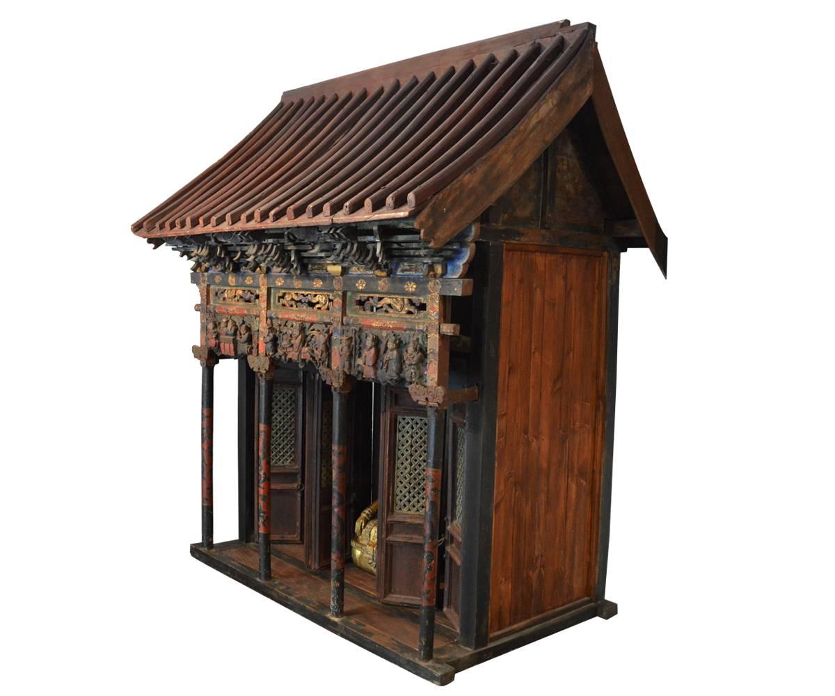 Other Large and Impressive 18th Century Painted Chinese Temple with Stand