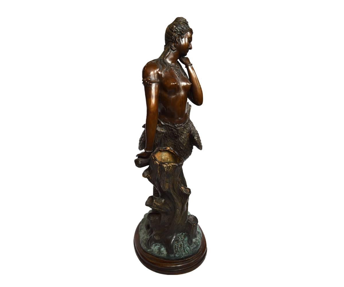 Chinese Export Thai Bronze Sculpture of a Mythical Figure with a Nude Female Torso and Wings For Sale