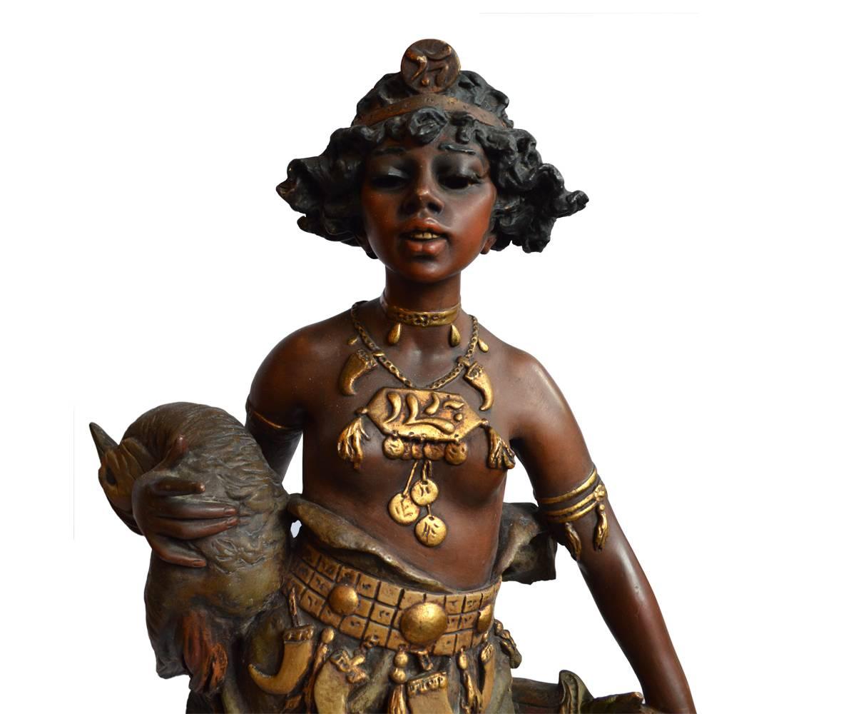 European Early 20th Century Terracotta Partially Nude Female in the Orientalism Style For Sale