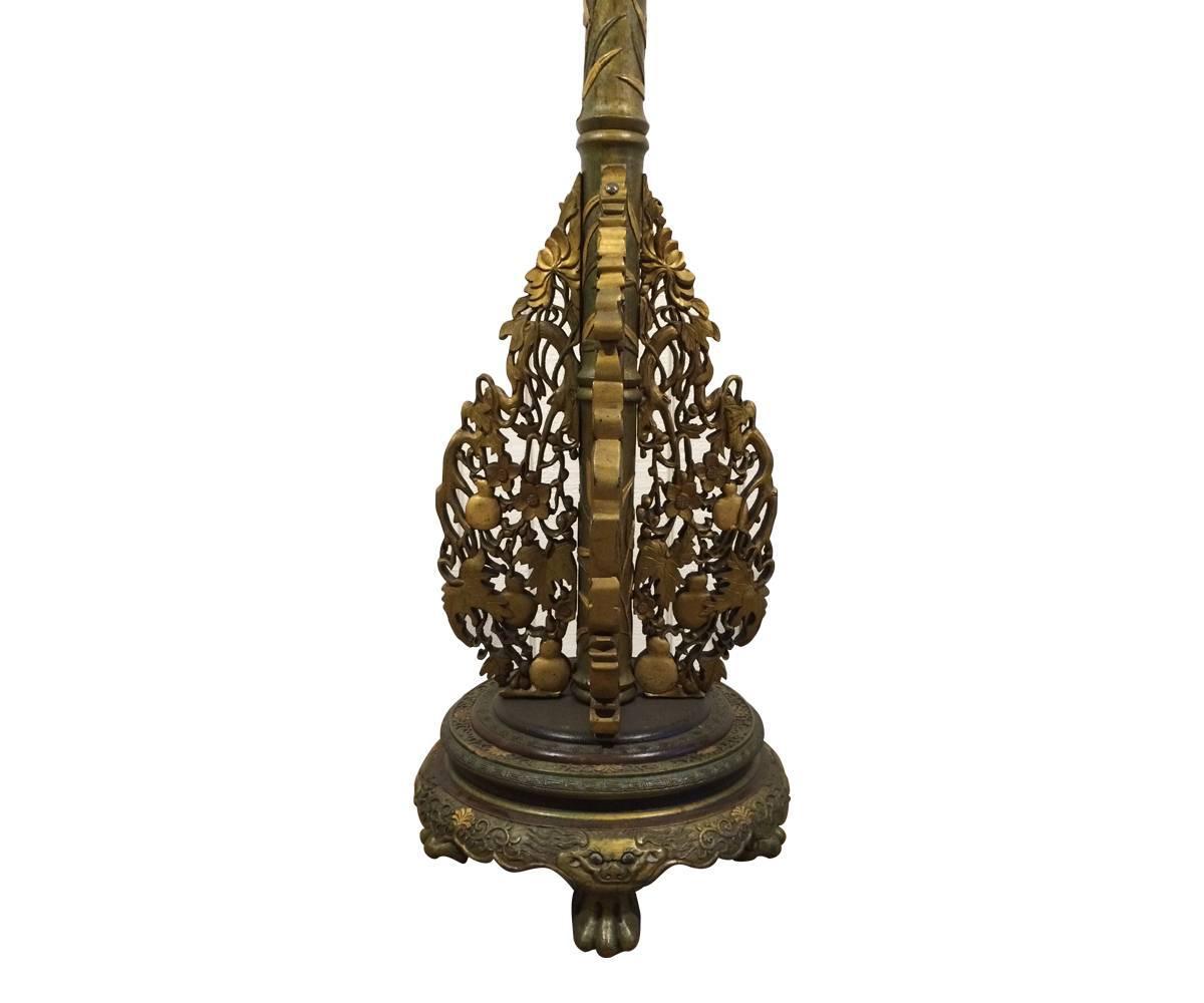 Chinese Carved Gold Gilded Phoenix Floor Lamp For Sale at ...