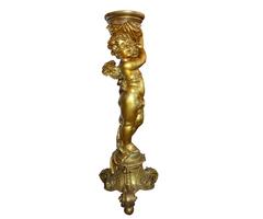 Antique Brightly Gold Gilt over Gesso Cherub/Putti Carved Wood Pedestal