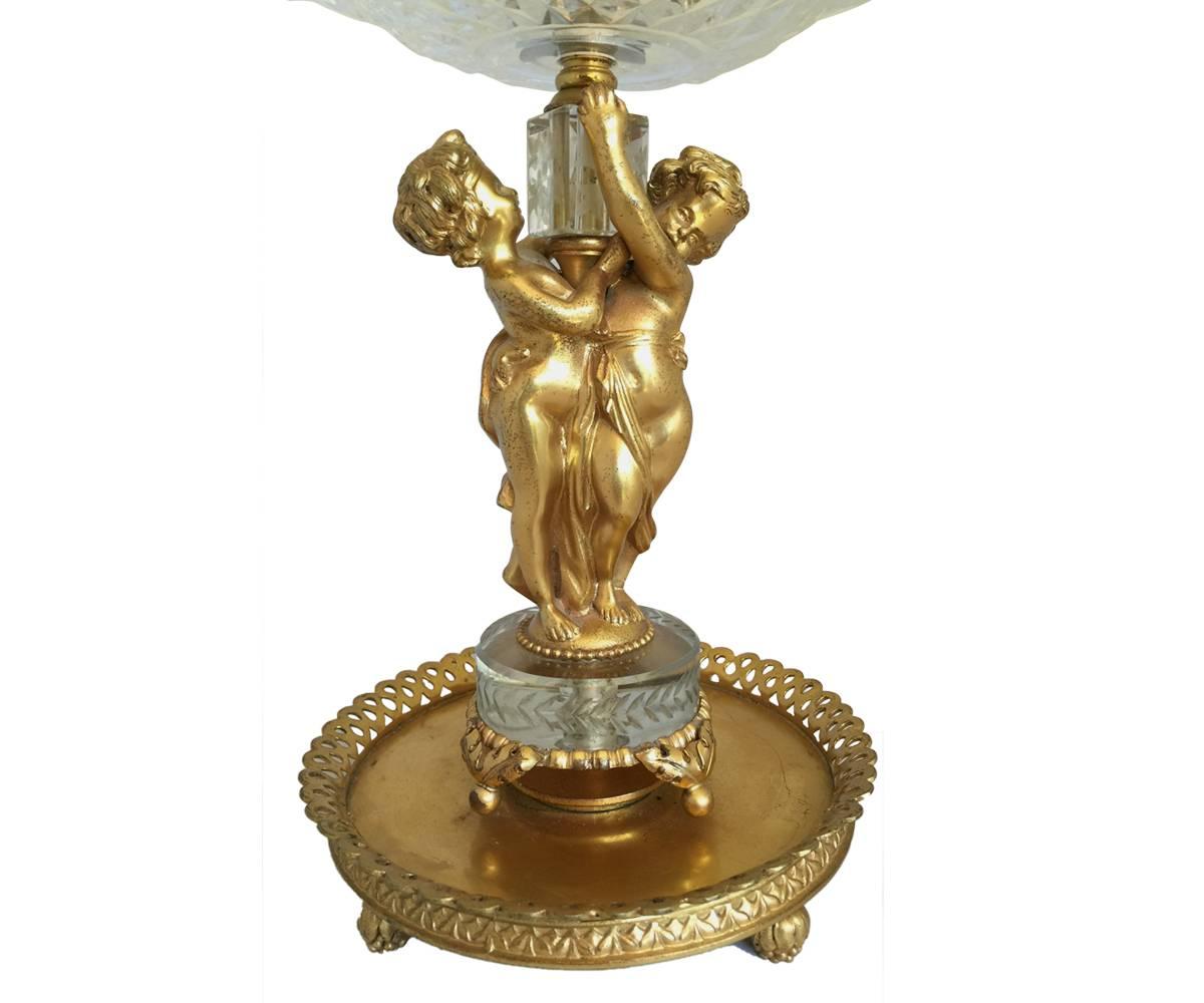 Louis XV Wonderful French Antique Baccarat Crystal Gilt Bronze Centerpiece