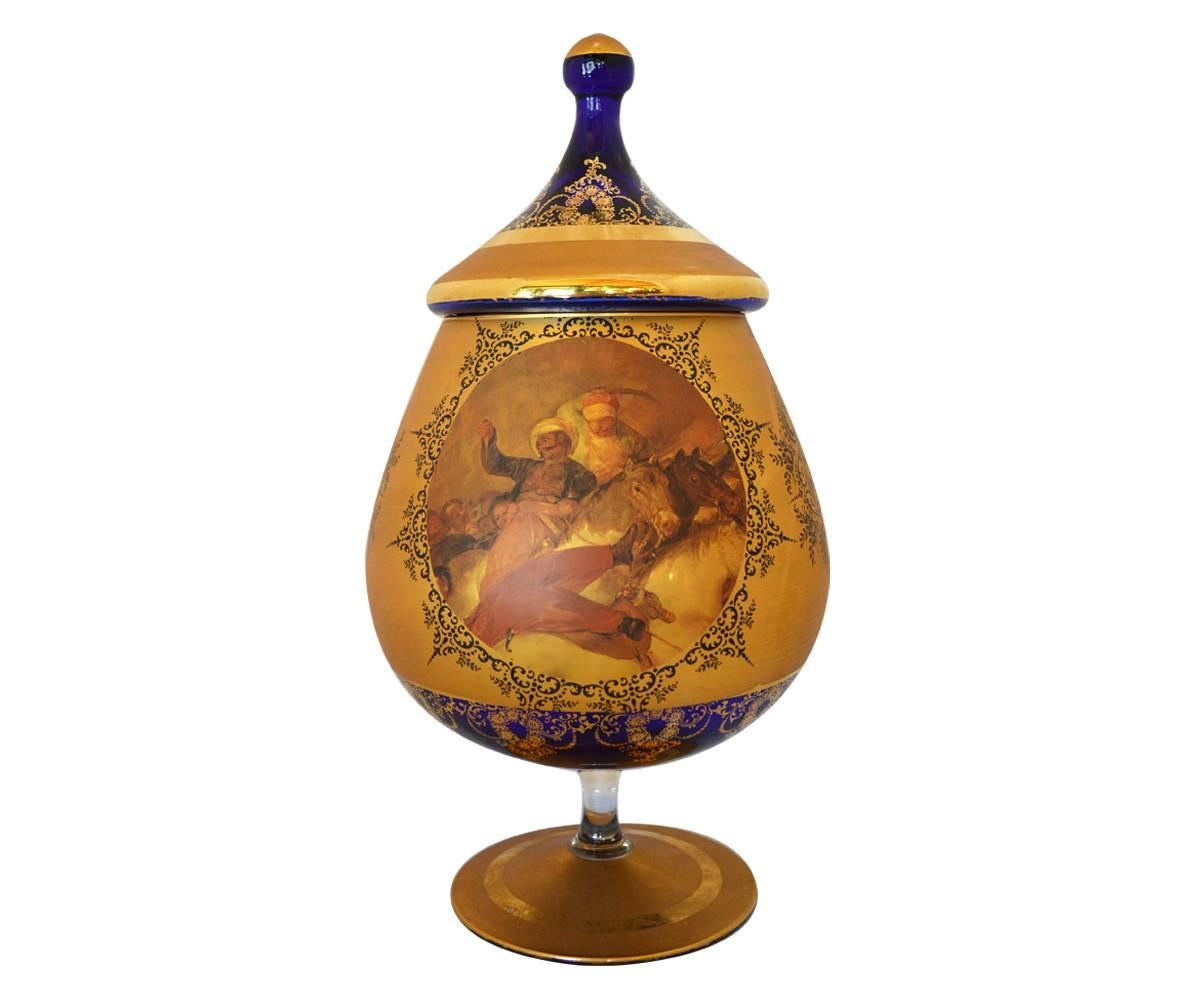 Other Hand-Painted Venetian Urn with Lid