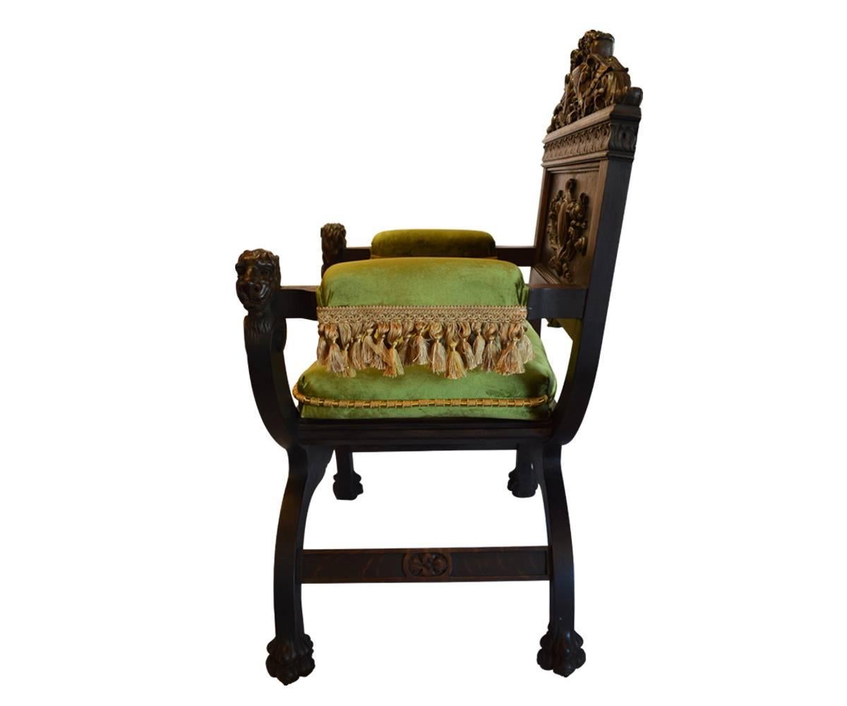 French Antique Savonarola Chairs with Griffins