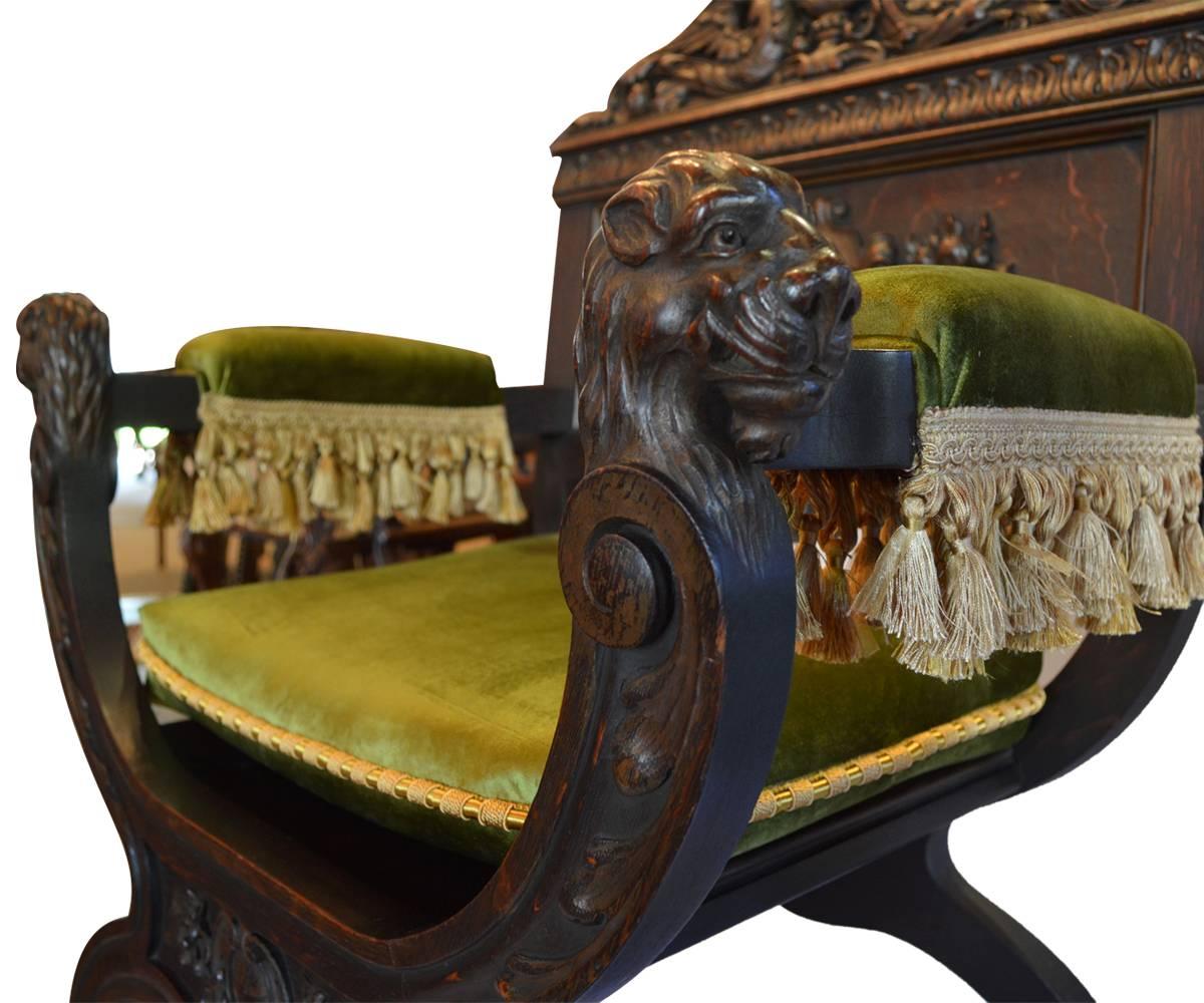 19th Century Antique Savonarola Chairs with Griffins