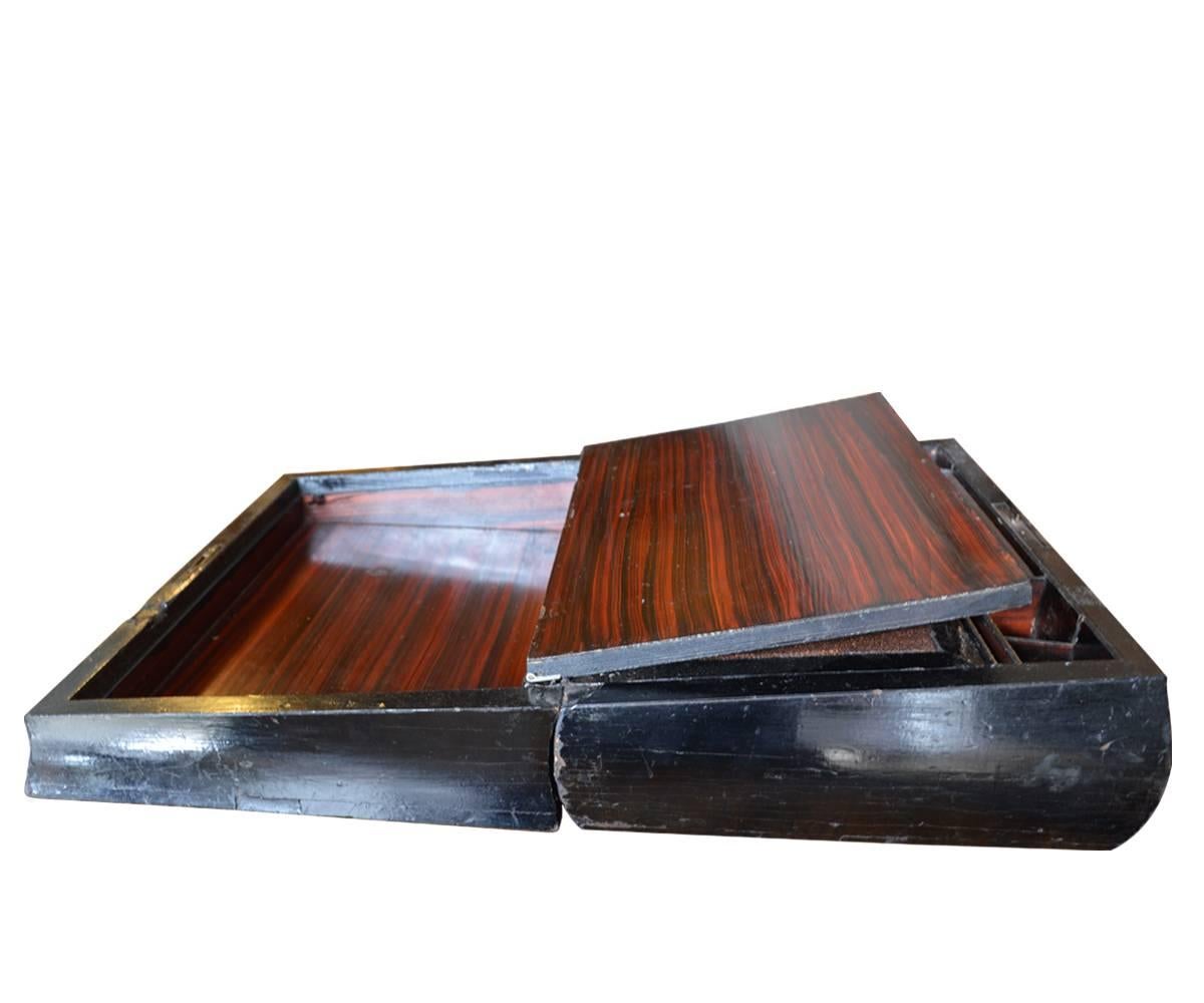 European Antique Lap Desk with Ebony Wood Inlay
