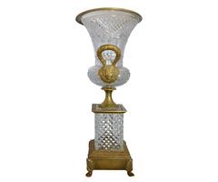 Antique Gold Gilded Bronze Ormolu and Crystal Urn