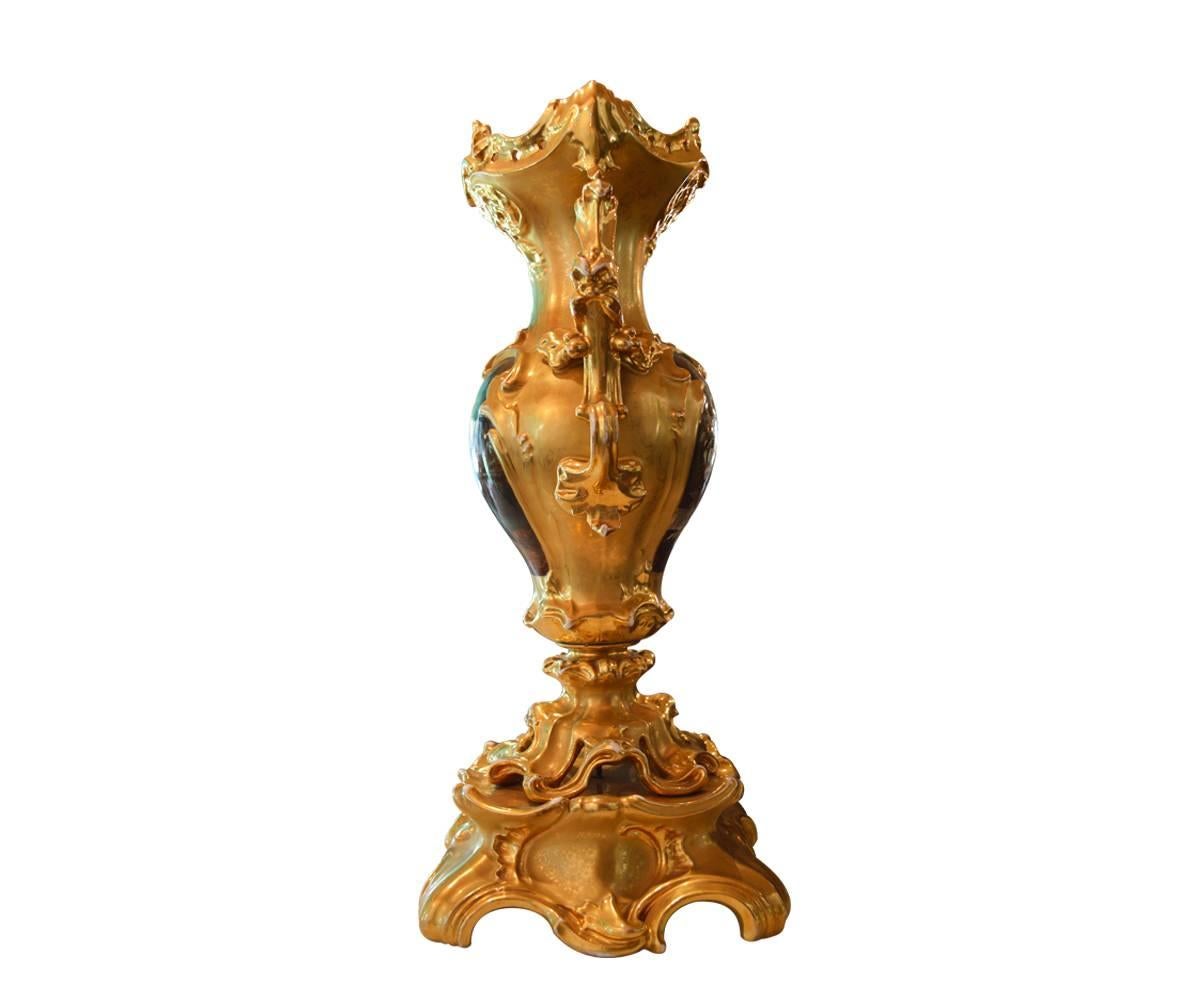 Baroque Antique Hand-Painted and Gilded Large Vase