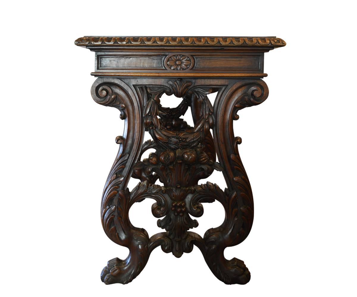 Baroque 19th Century Italian Hand-Carved Writing Table