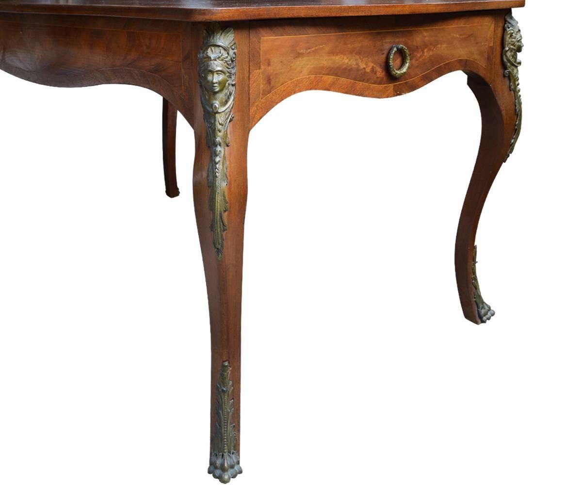French Ormolu-Mounted Parquetry Top Table In Good Condition In Laguna Beach, CA