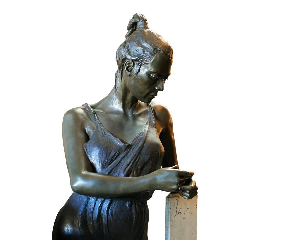 Art Deco Signed Lifesize Bronze of Female