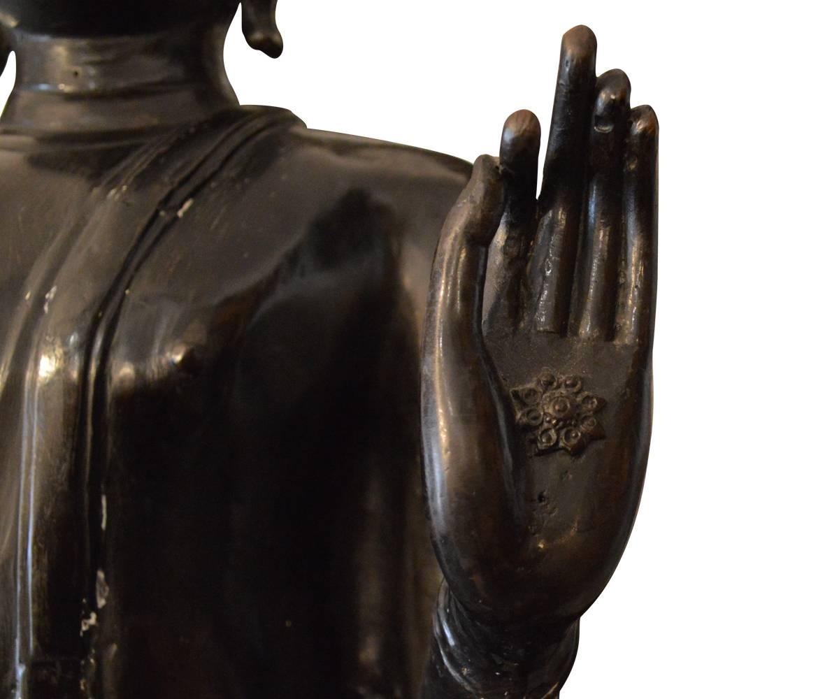 Large Thai Bronze Buddhist Figure In Good Condition For Sale In Laguna Beach, CA
