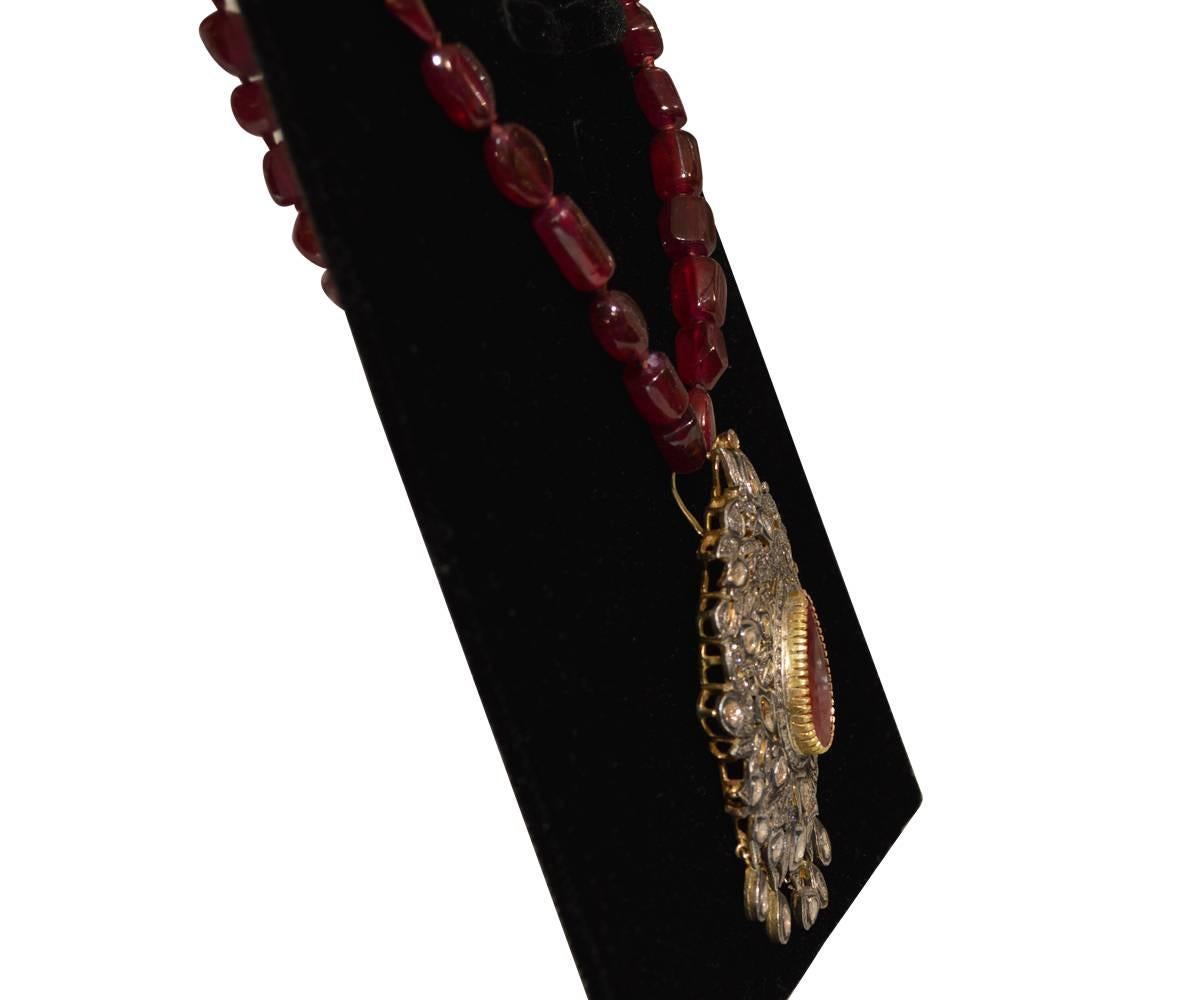 Victorian Ruby and Diamond Pendant with Necklace