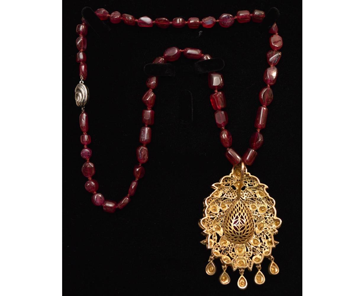 Ruby and Diamond Pendant with Necklace In Good Condition In Laguna Beach, CA