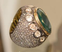 Huge Emerald and Diamond Ring