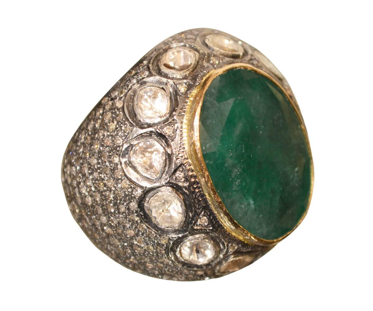 Huge Emerald and Diamond Ring