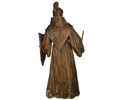 Unusual Large Antique Giltwood Christian Crusader Statue