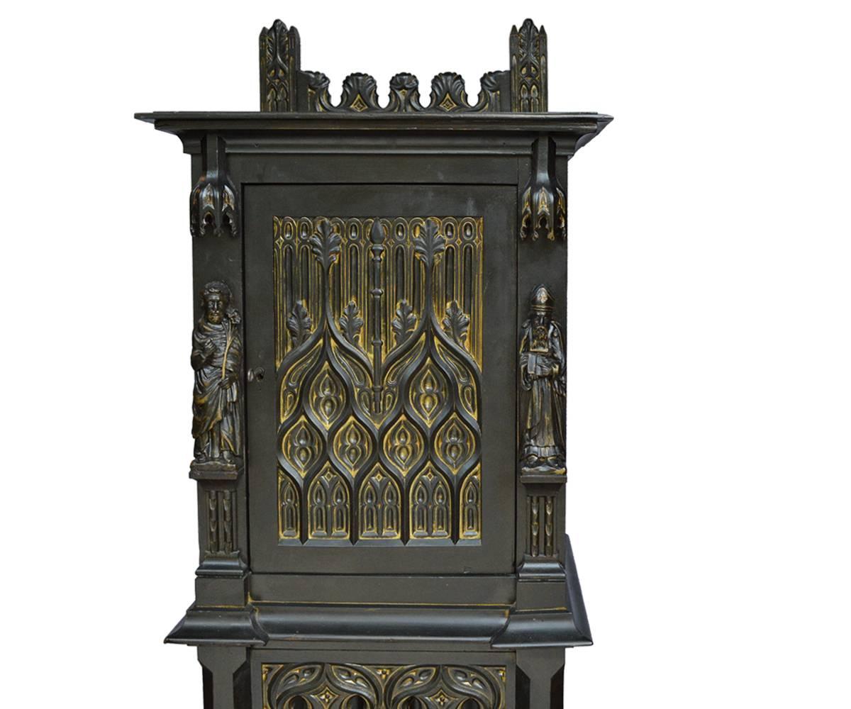 Antique Gothic Style Small Cabinet In Good Condition In Laguna Beach, CA