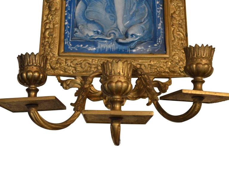 Pair Of Antique Lebeuf Milliet And Cie Creil Montereau French Ceramic Sconces For This Is A Gorgeous Pair Of Signed French Antique Gilt Bronze Three Candle Wall