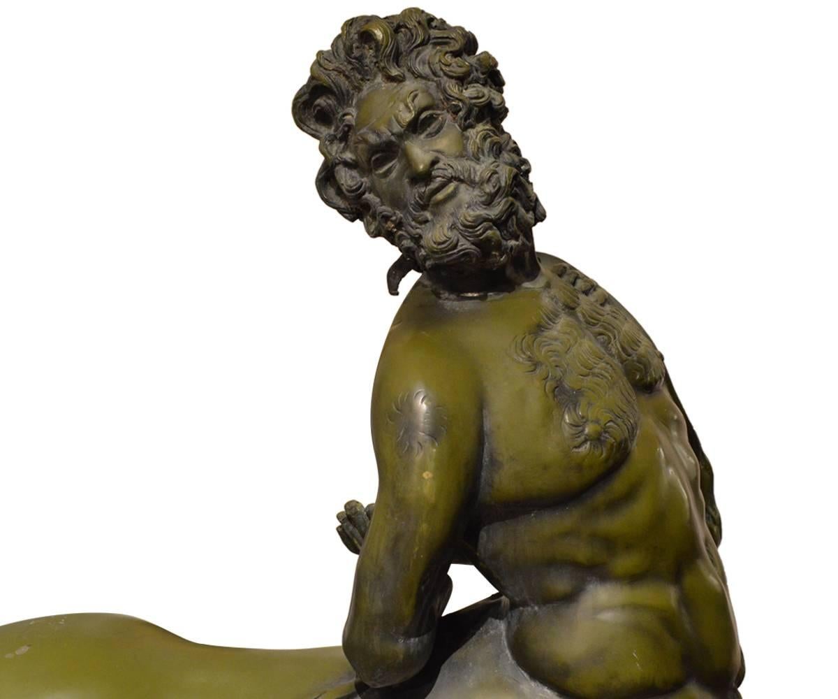 European Life-Size Patinated Bronze “Old” Centaur