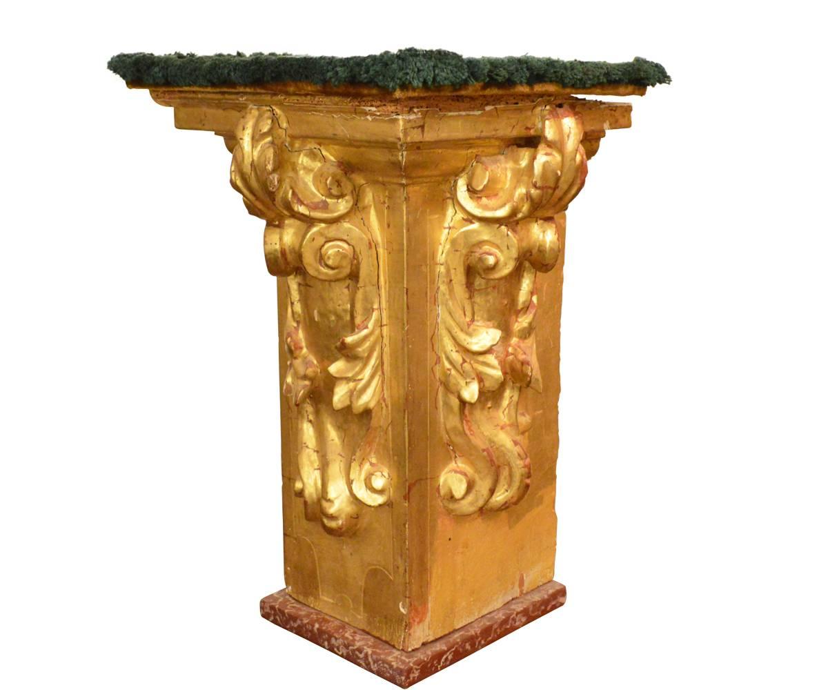 Baroque 18th Century Gold Gilt Hand-Carved Wall Shelf/Wall Sconce