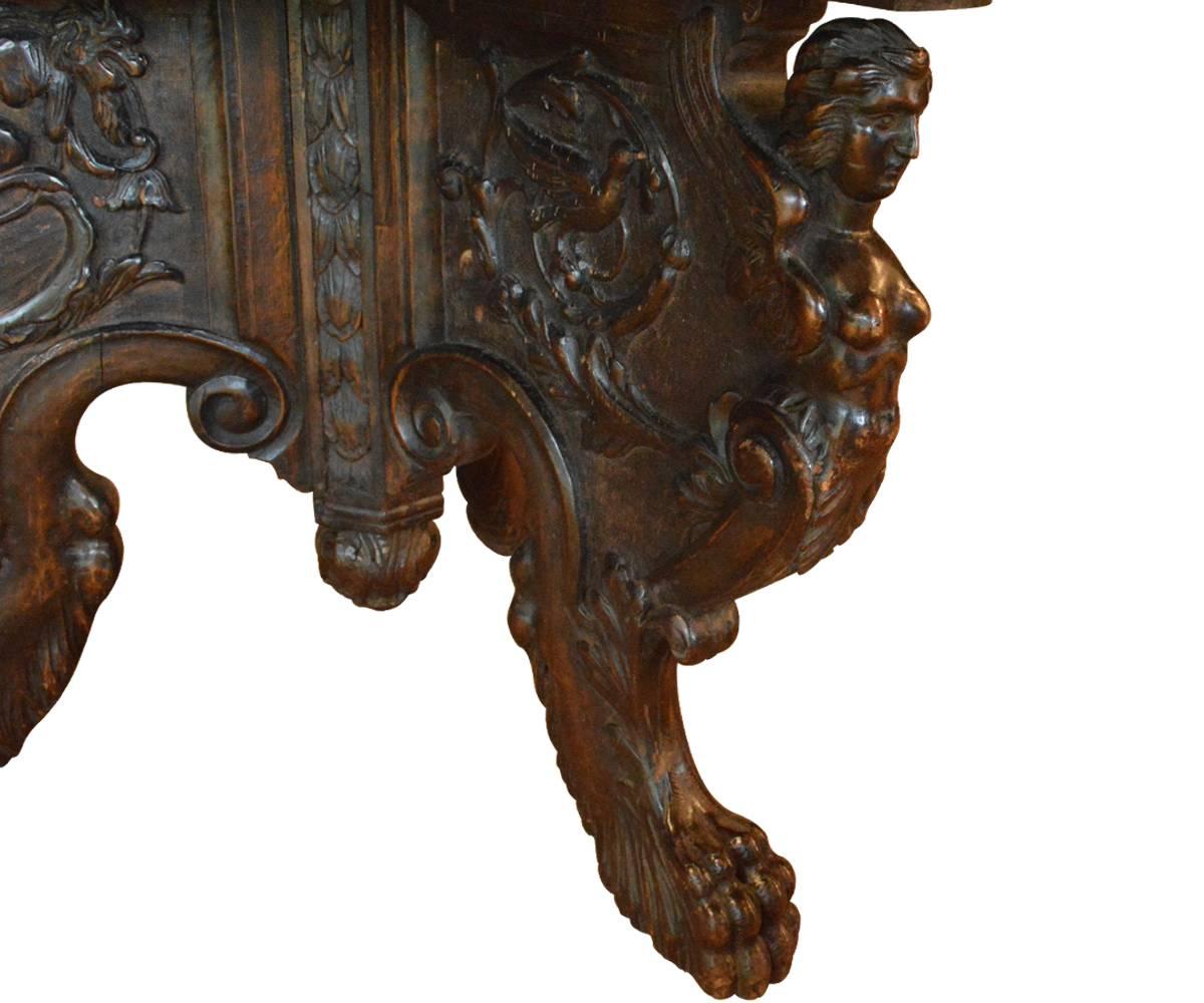 Renaissance Revival Magnificent Antique Italian Hand-Carved Centre Table