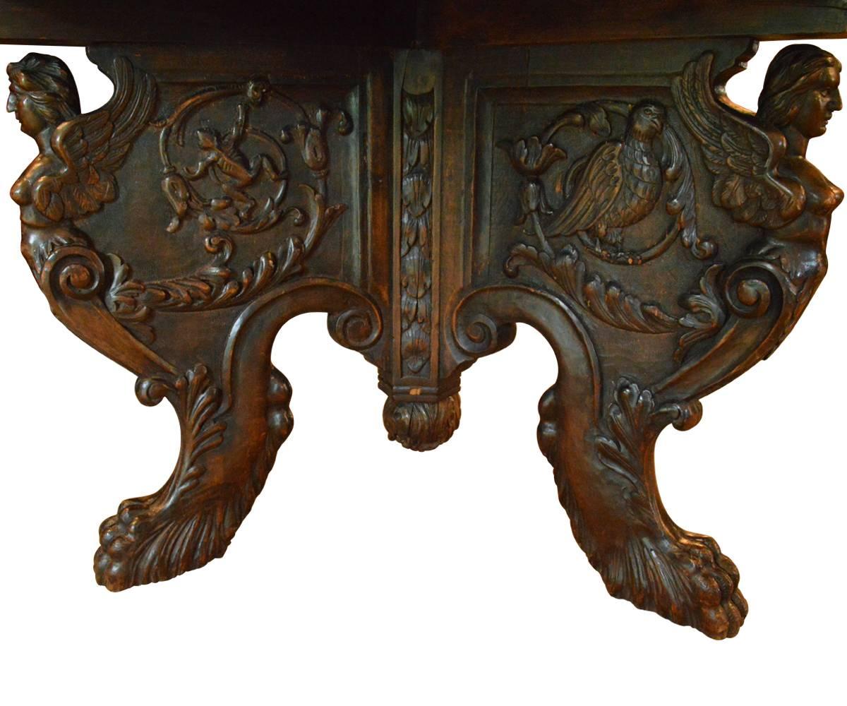 Walnut Magnificent Antique Italian Hand-Carved Centre Table