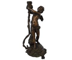 Pair of Tall Bronze Cherub Candleholders