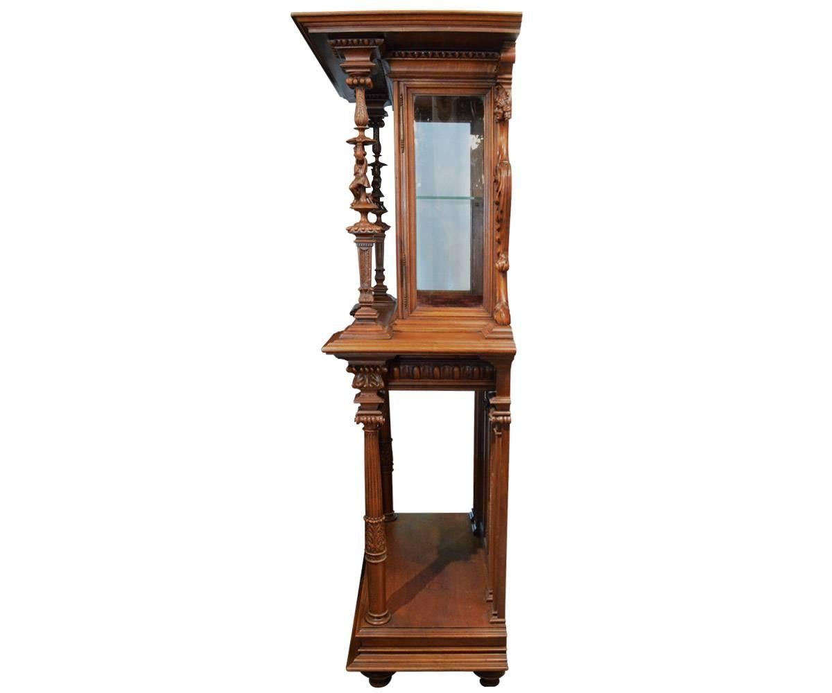 Gothic Magnificent Antique French Walnut 19th Century Petite Display Cabinet
