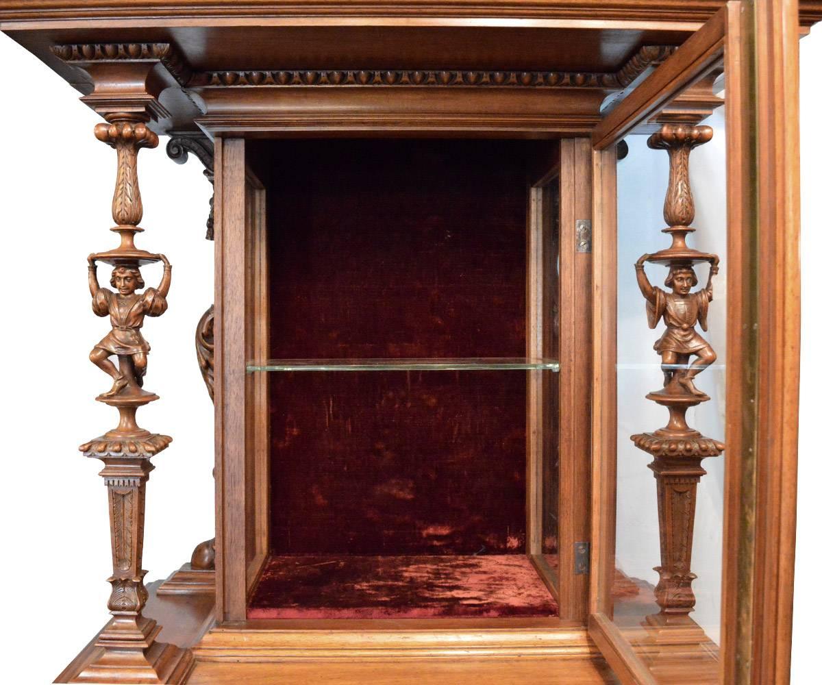 Magnificent Antique French Walnut 19th Century Petite Display Cabinet 1