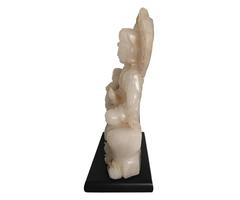 Chinese White Jade Quan Yin Figural Group