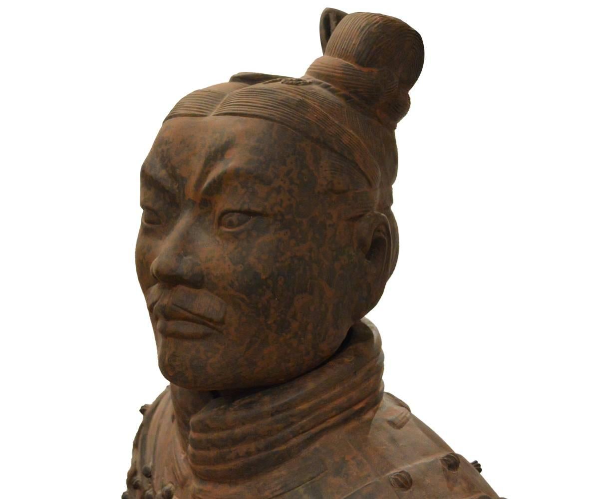 Lifesize Terra Cotta Xian Warrior in Archer Pose from China In Good Condition In Laguna Beach, CA