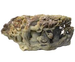 Large Carved Hetian Jade Group of the Eight Immortals