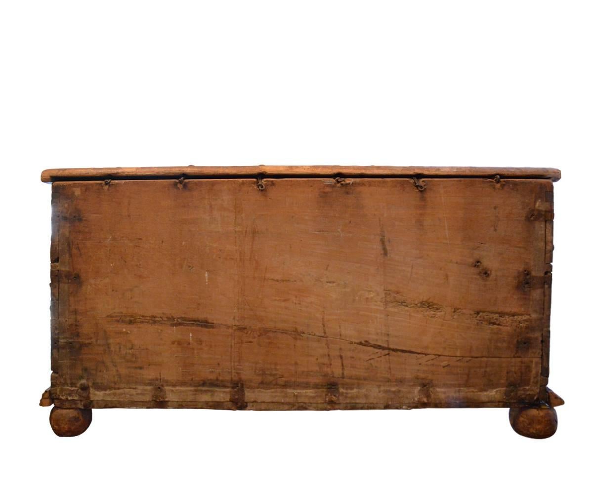 Large Antique 17th Century European HandCarved Wood Trunk/ Hope Chest