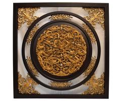 Chinese Hand-Carved Gilt Dragon Wall Plaque
