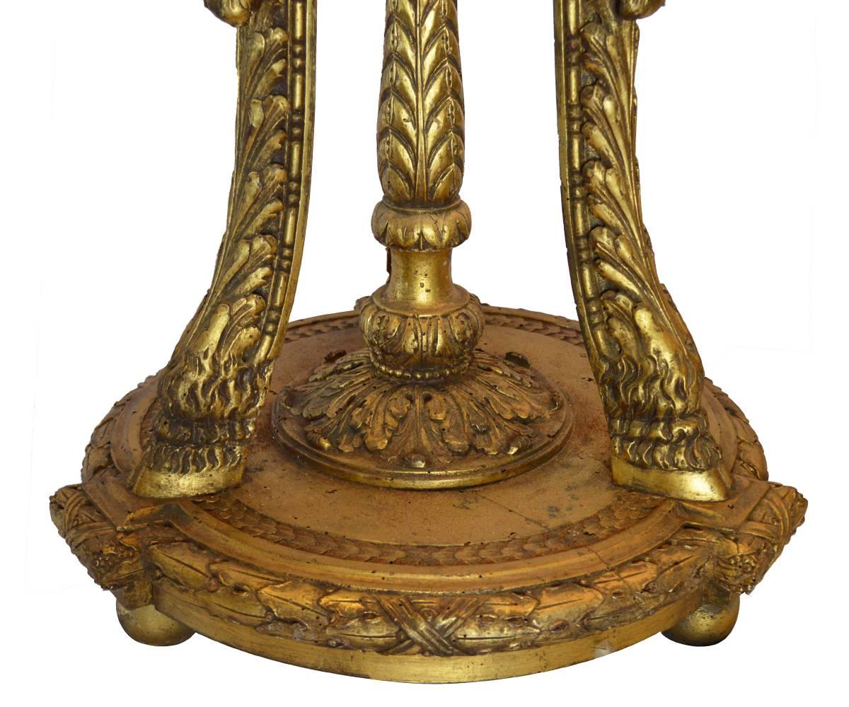 19th Century Antique Tall Gilt Hand-Carved Pedestal