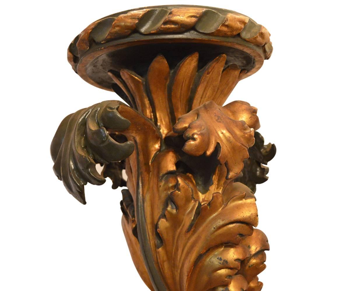 This impressive wall sconce is like no other as the size, detail and quality are unsurpassed. The hand-carved, gesso with gilt was originally made for a candle and could be used as that or easily electrified.