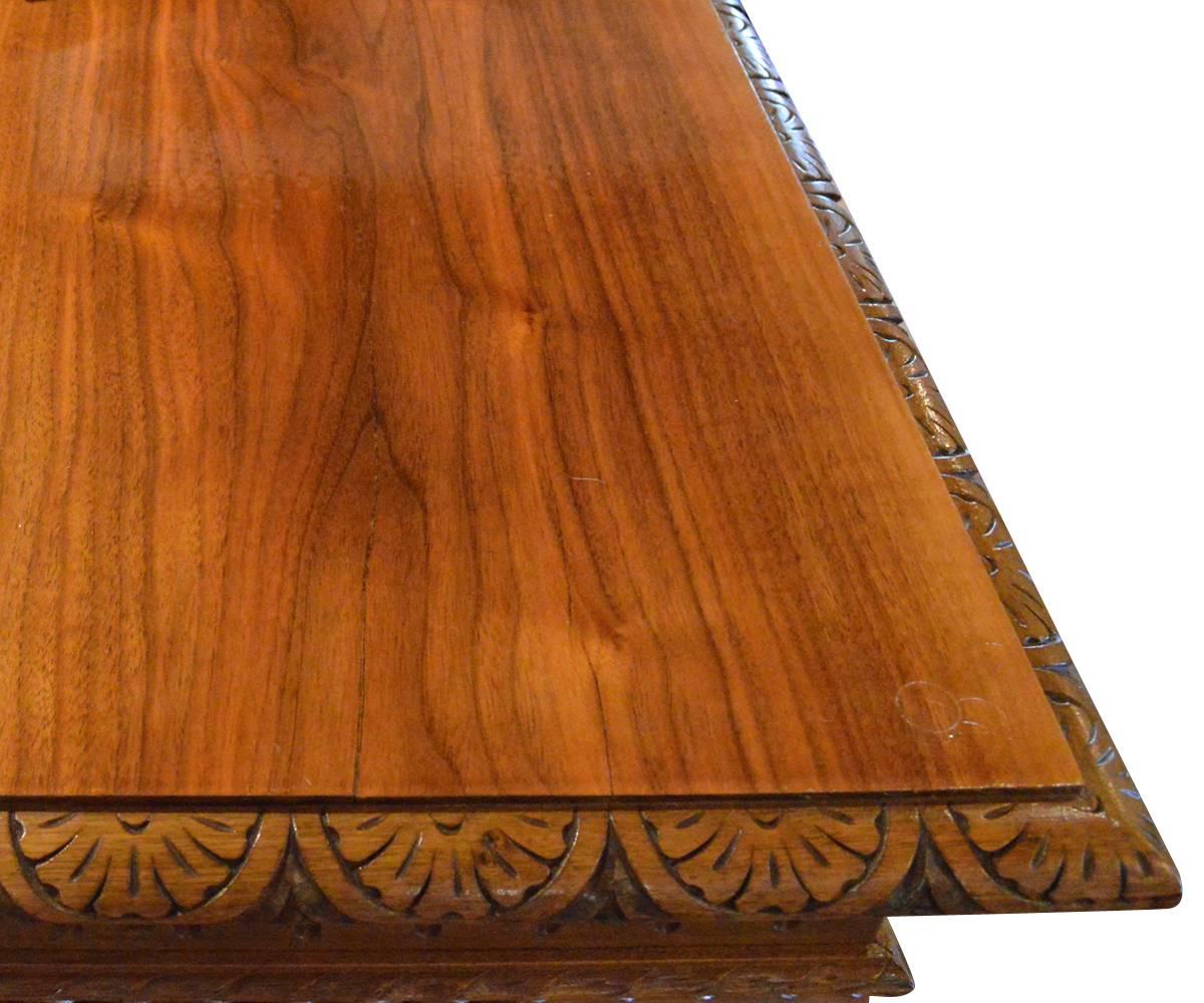 European Antique Gothic Style Hand-Carved Walnut Table or Desk