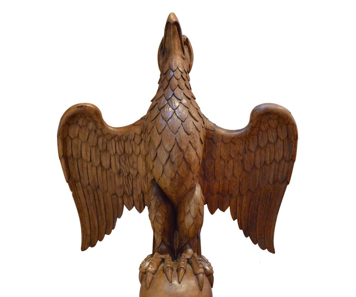 Antique Large Lifesize Eagle Book Holder in Hand-Carved Stained Oak In Good Condition In Laguna Beach, CA