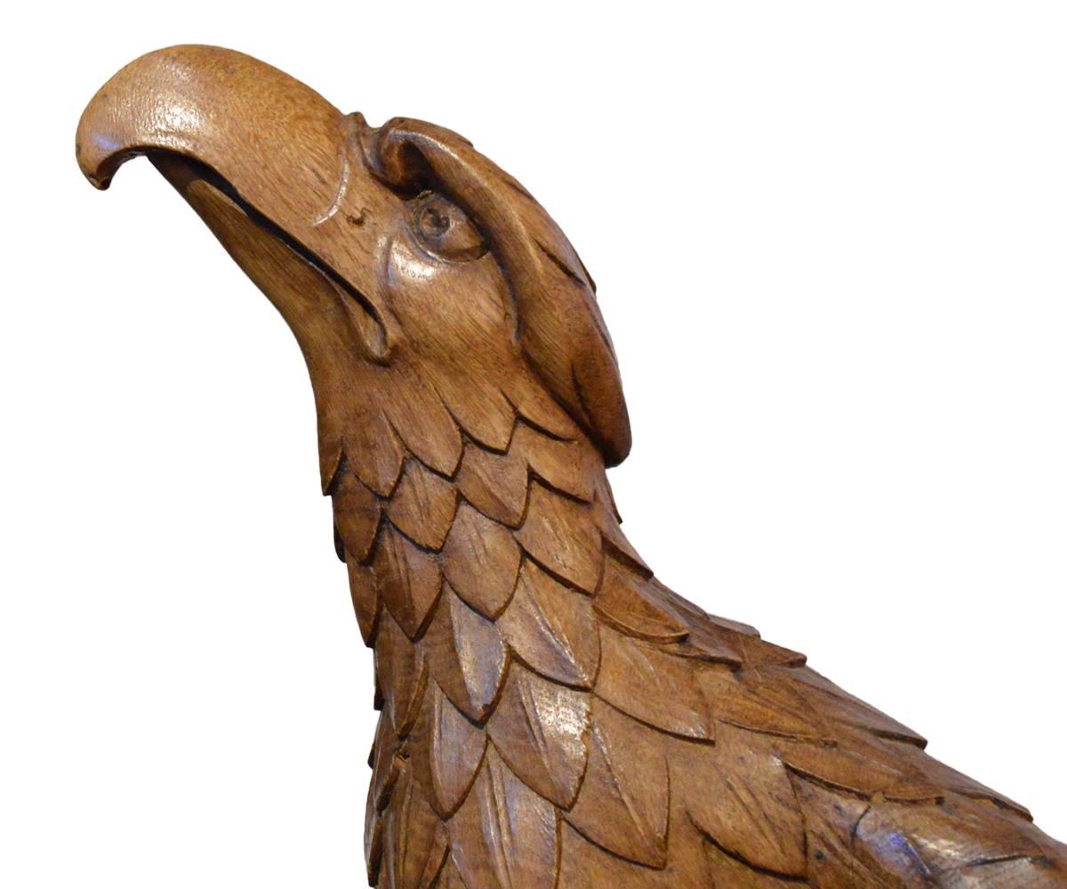 Hardwood Antique Large Lifesize Eagle Book Holder in Hand-Carved Stained Oak