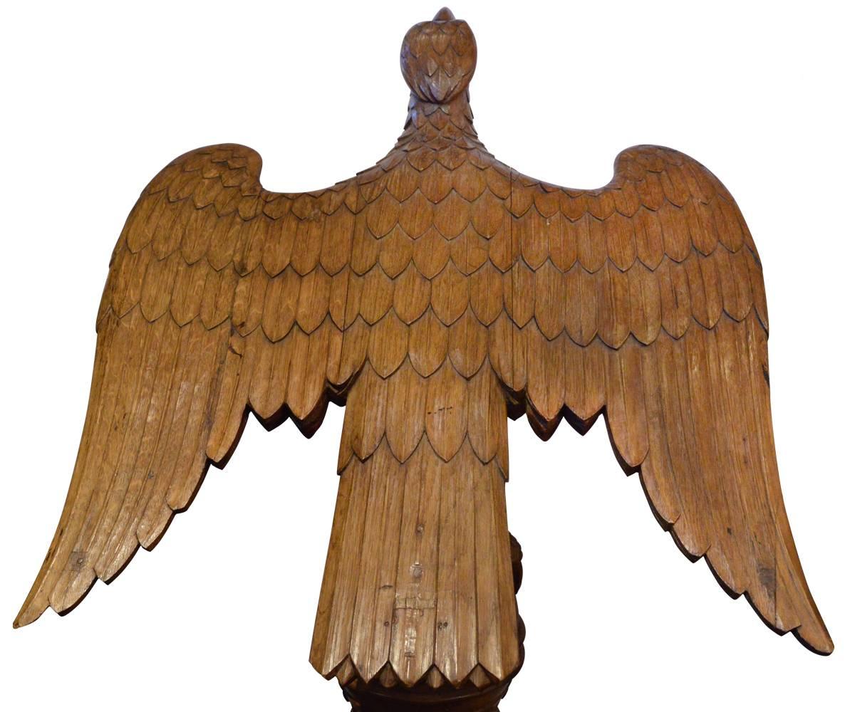 19th Century Antique Large Lifesize Eagle Book Holder in Hand-Carved Stained Oak