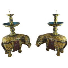 Antique Chinese Cloisonné Elephants