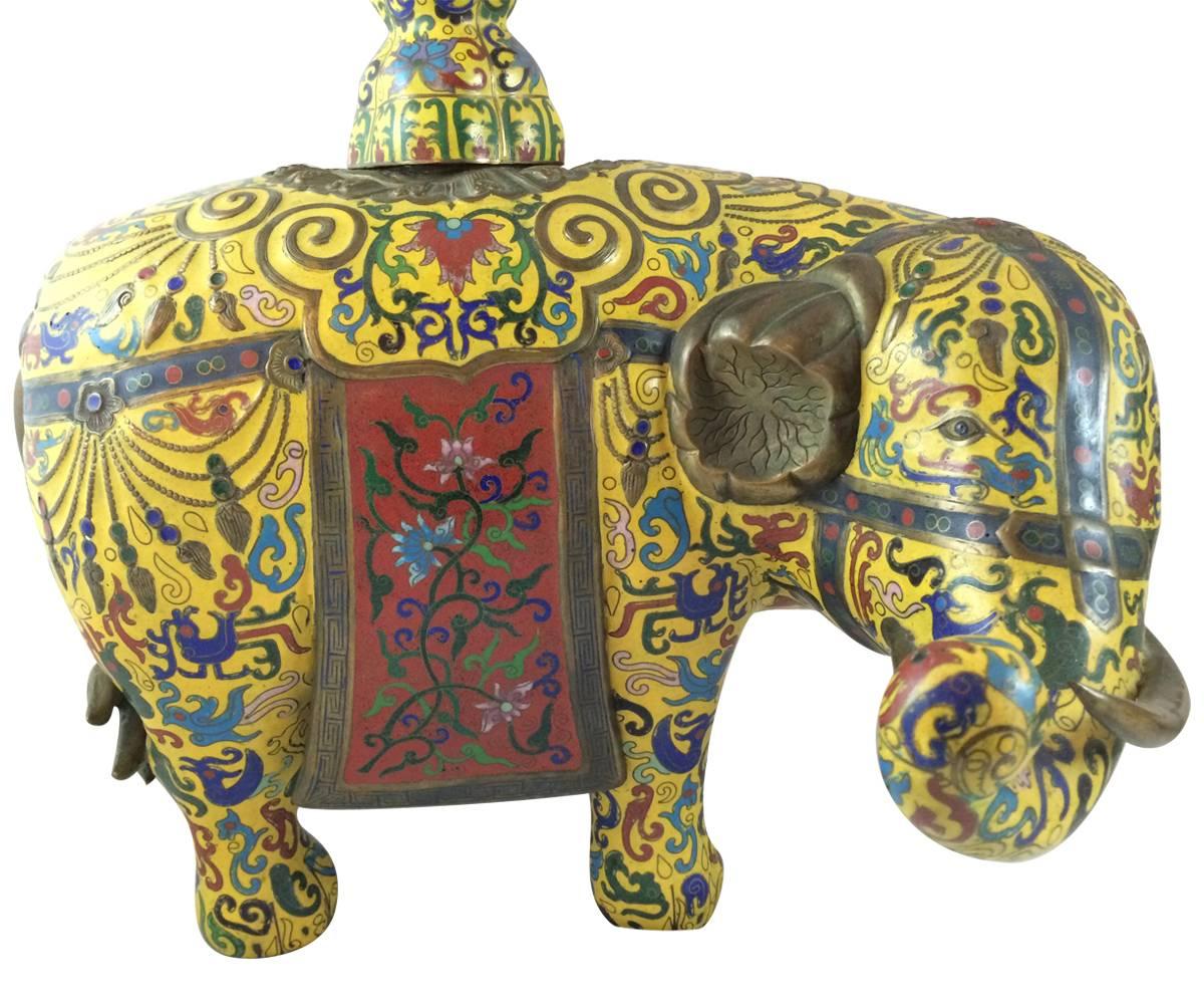 Chinese Export Antique Chinese Cloisonné Elephants