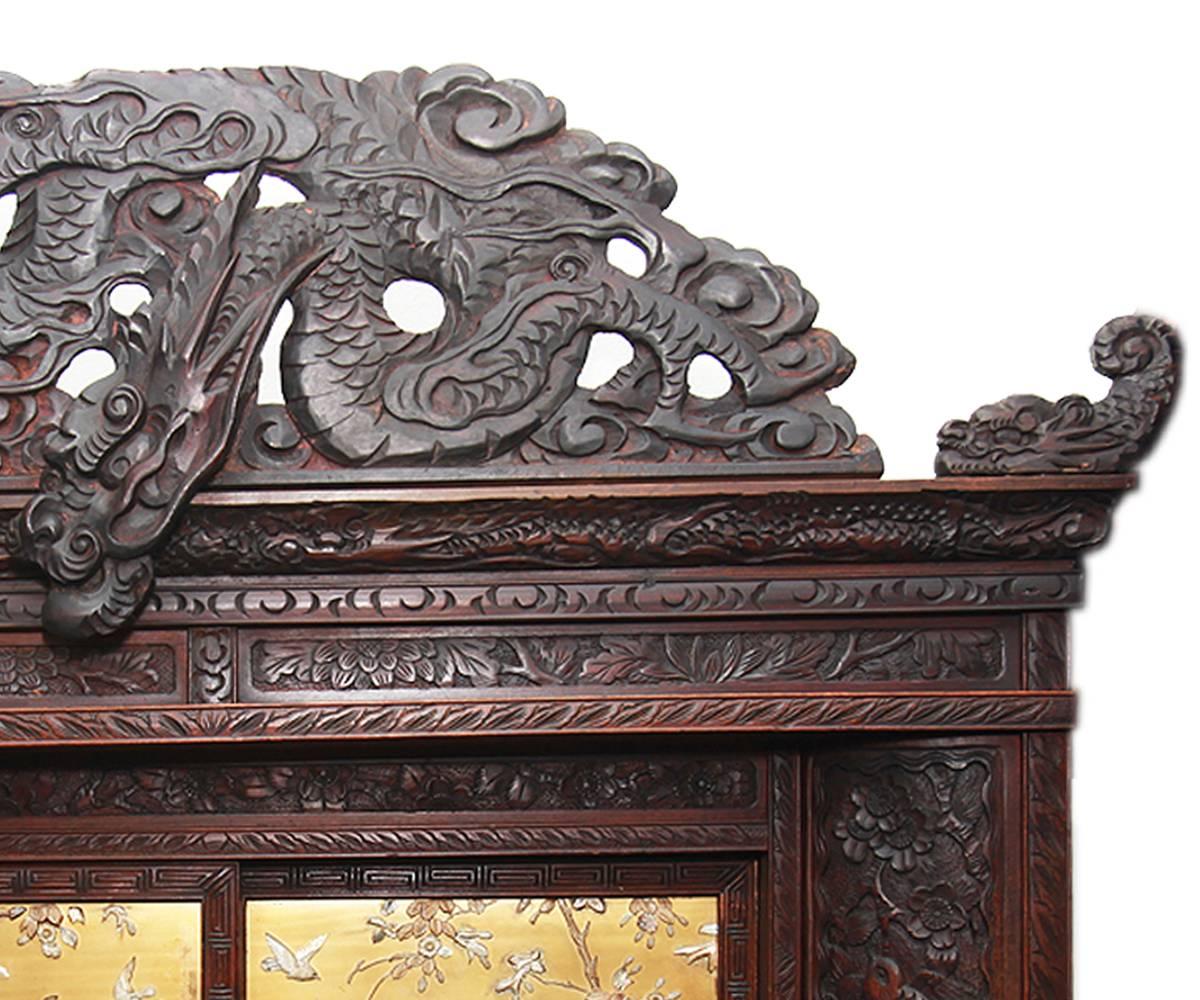 Meiji Antique Japanese Carved Cabinet