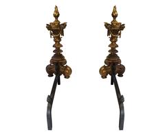 Antique Pair of Renaissance Revival Bronze Andirons