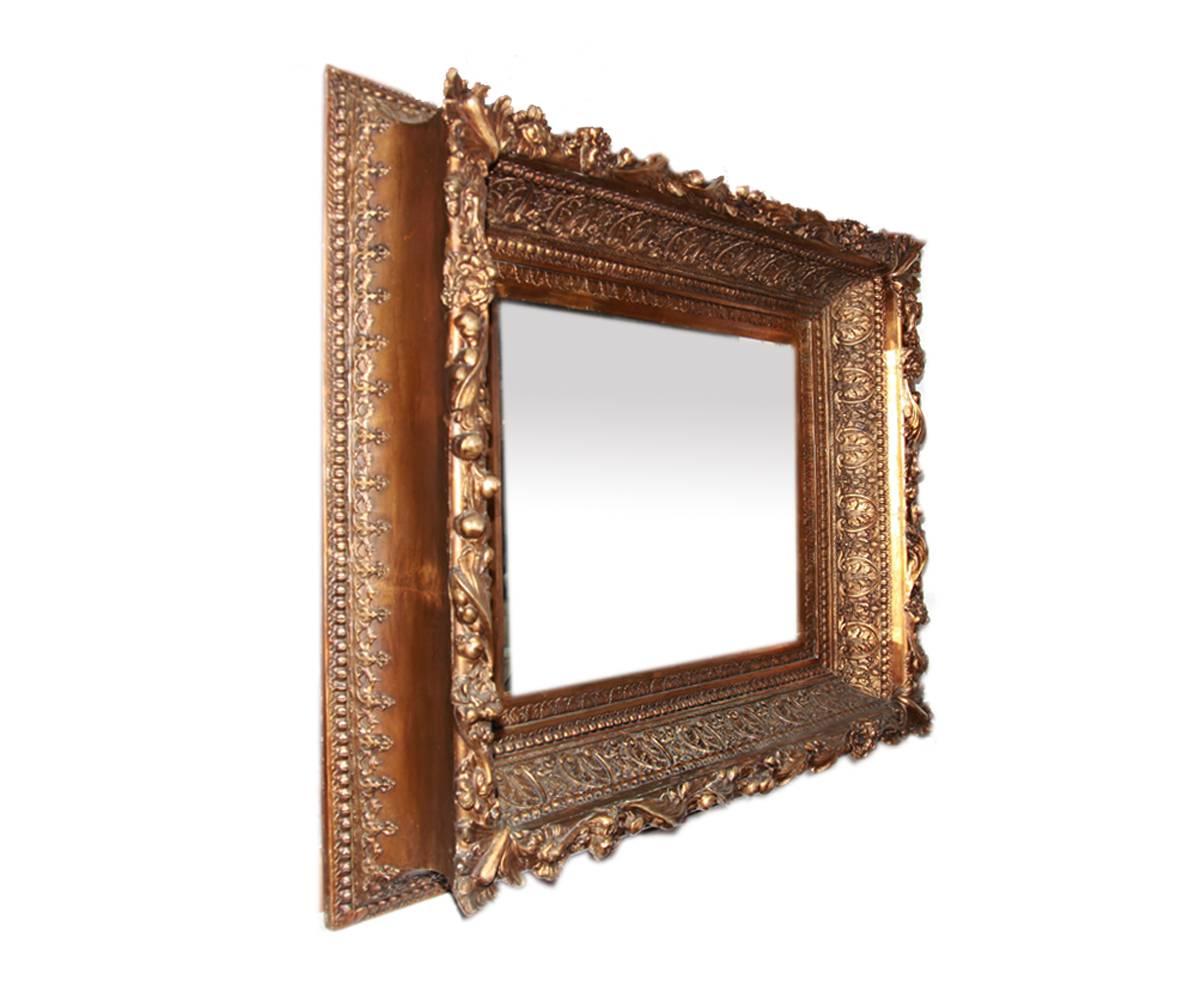 It is rare to find a frame of this quality of carving and preserved gilding. Also making this unusual is the incredible depth ( 9” ) of the frame giving it a three dimensional appearance. Although it is magnificent as a mirror (new) as displayed it