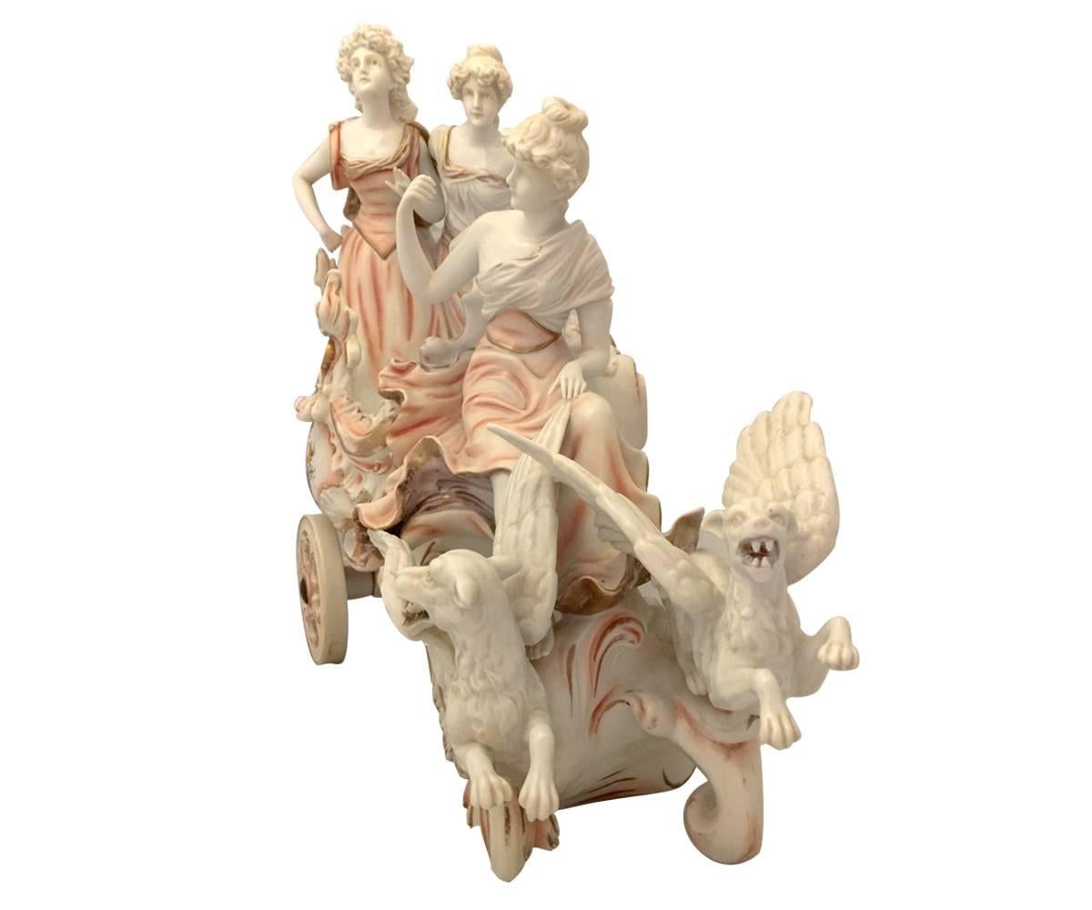 Baroque Antique Sitzendorf Porcelain Carriage