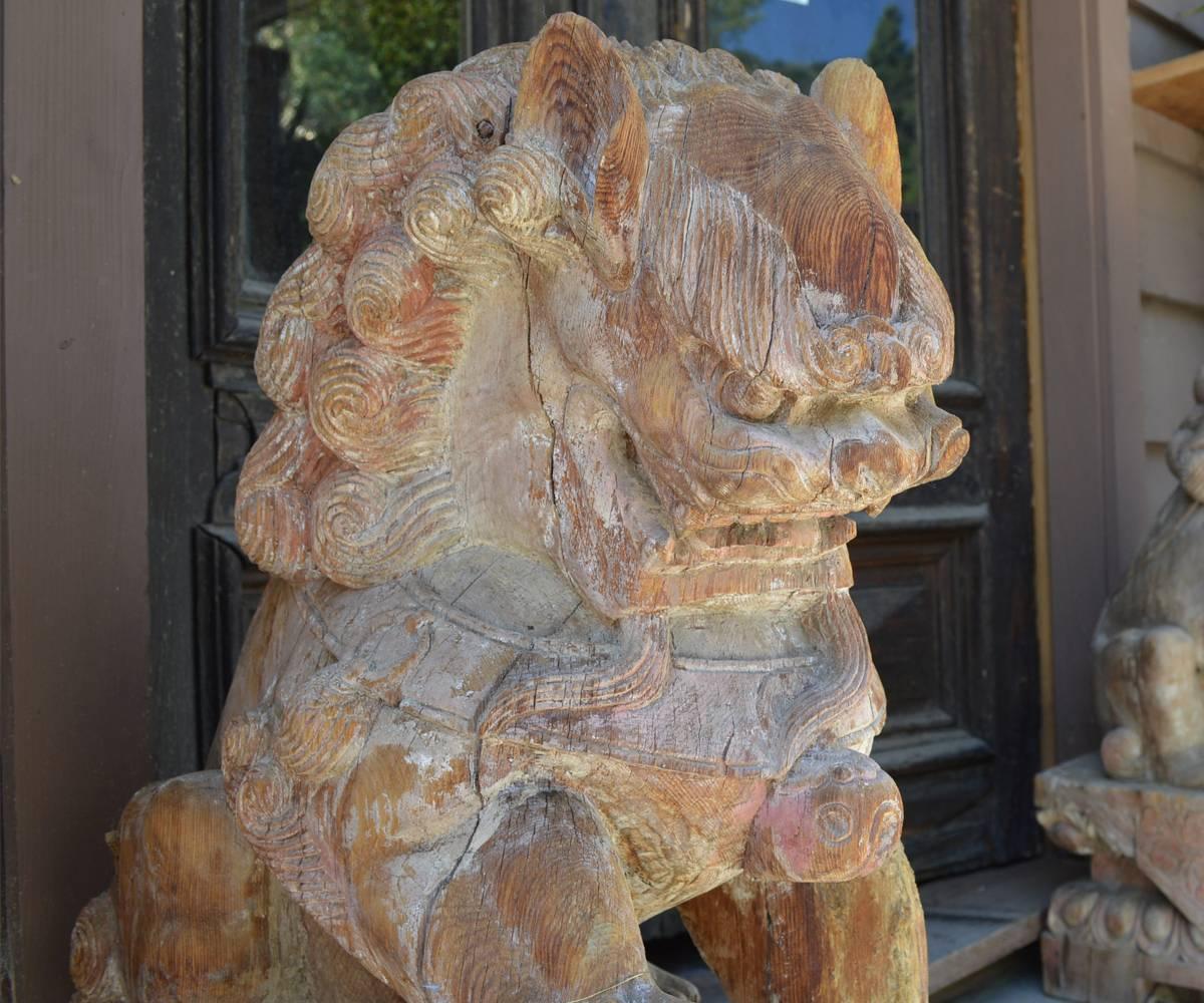 carved wooden foo dogs