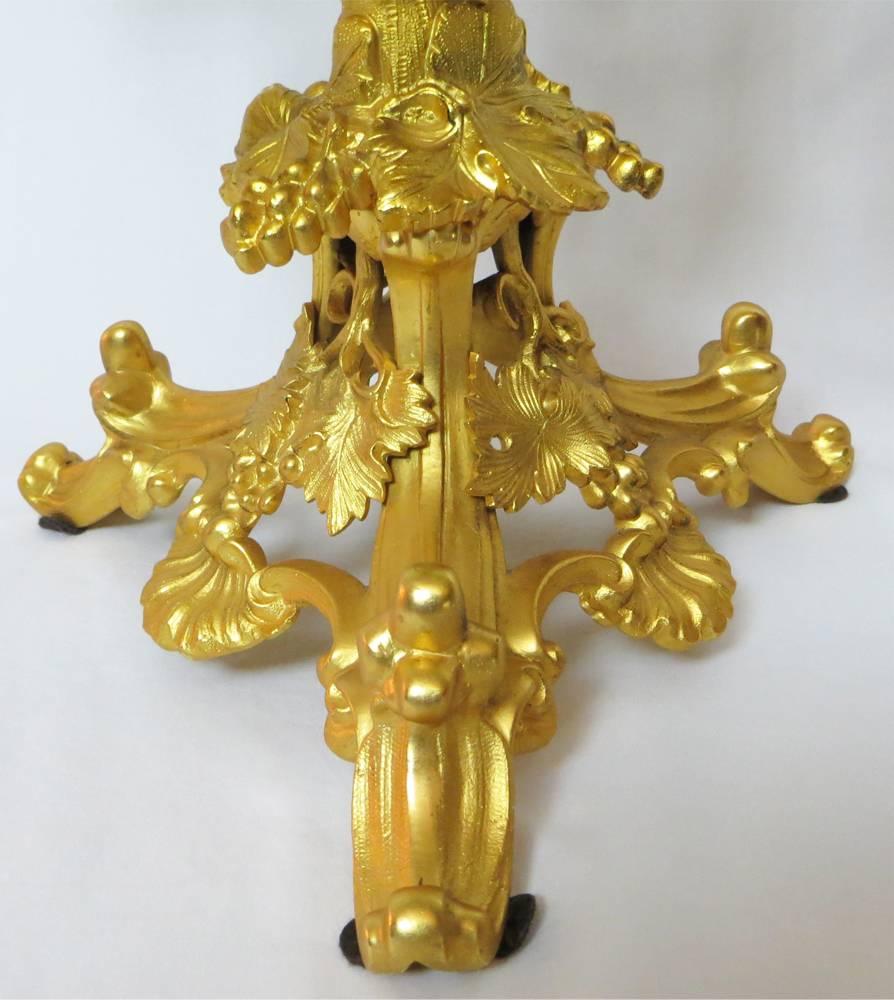 Gilt French 19th Century Ormolu and Baccarat Crystal Pair of Candelabras For Sale
