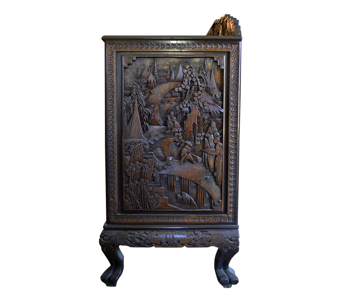 20th Century Antique Hand-Carved Chinese Sideboard